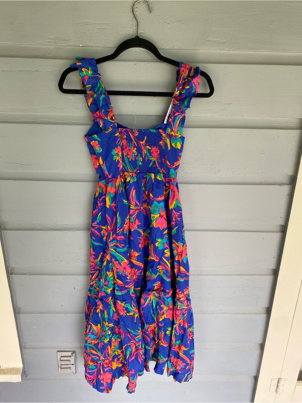 NWT $128 J. Crew Floral Midi Ruffle Dress Blue multi sz 00 - Picture 7 of 9
